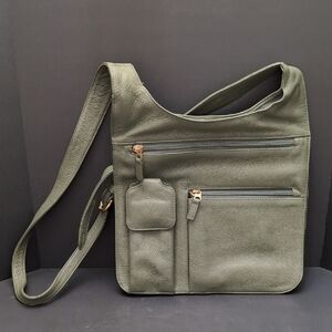JP Ourse & CIE ,Olive Green Leather Crossbody Bag.